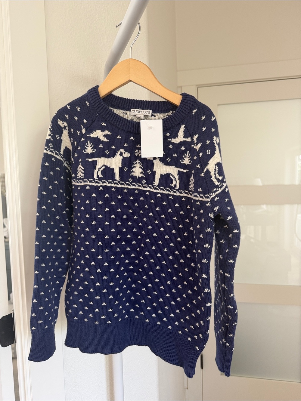 Crewcuts Navy and White Reindeer Fair Isle Sweater